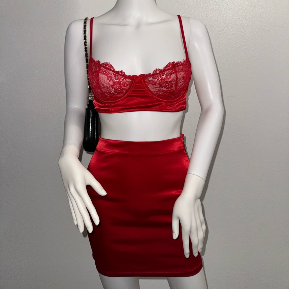 Satin skirt set
